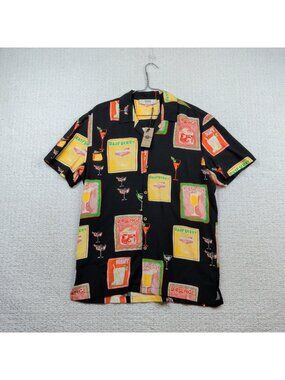 Cove Australia Cocktail Martini AOP Button Up Shirt Retro Vintage Style Men Sz S